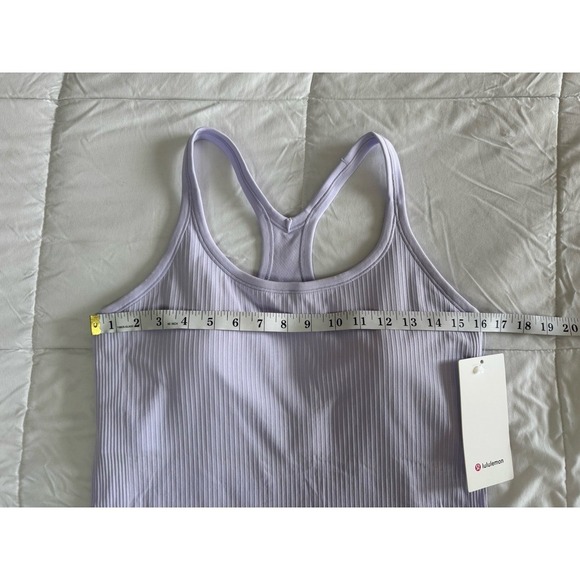 New Lululemon Ebb to Street Tank Top Size 12 W/Bra Hip Length Lavender Frost NWT - Picture 2 of 9